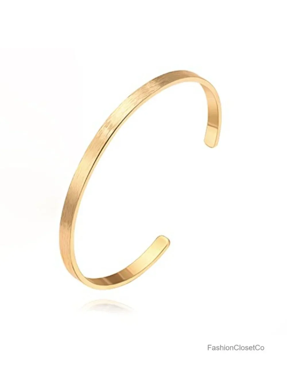 18K Gold Plated Open Cuff Bangle Adjustable 4mm Stacking Bracelet